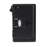 Camlast Gold Mount Battery/ V-Mount Adapter (Black) for use with Red, Arri, Sony, Canon, Panasonic or Blackmagic cameras.  Also use for field production monitors, lights, etc.