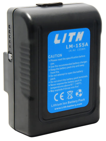 Lith LM-155A 155Wh Gold Mount Mini Li-Ion Battery for Red, Arri Alexa/Amira, Sony & Blackmagic cameras